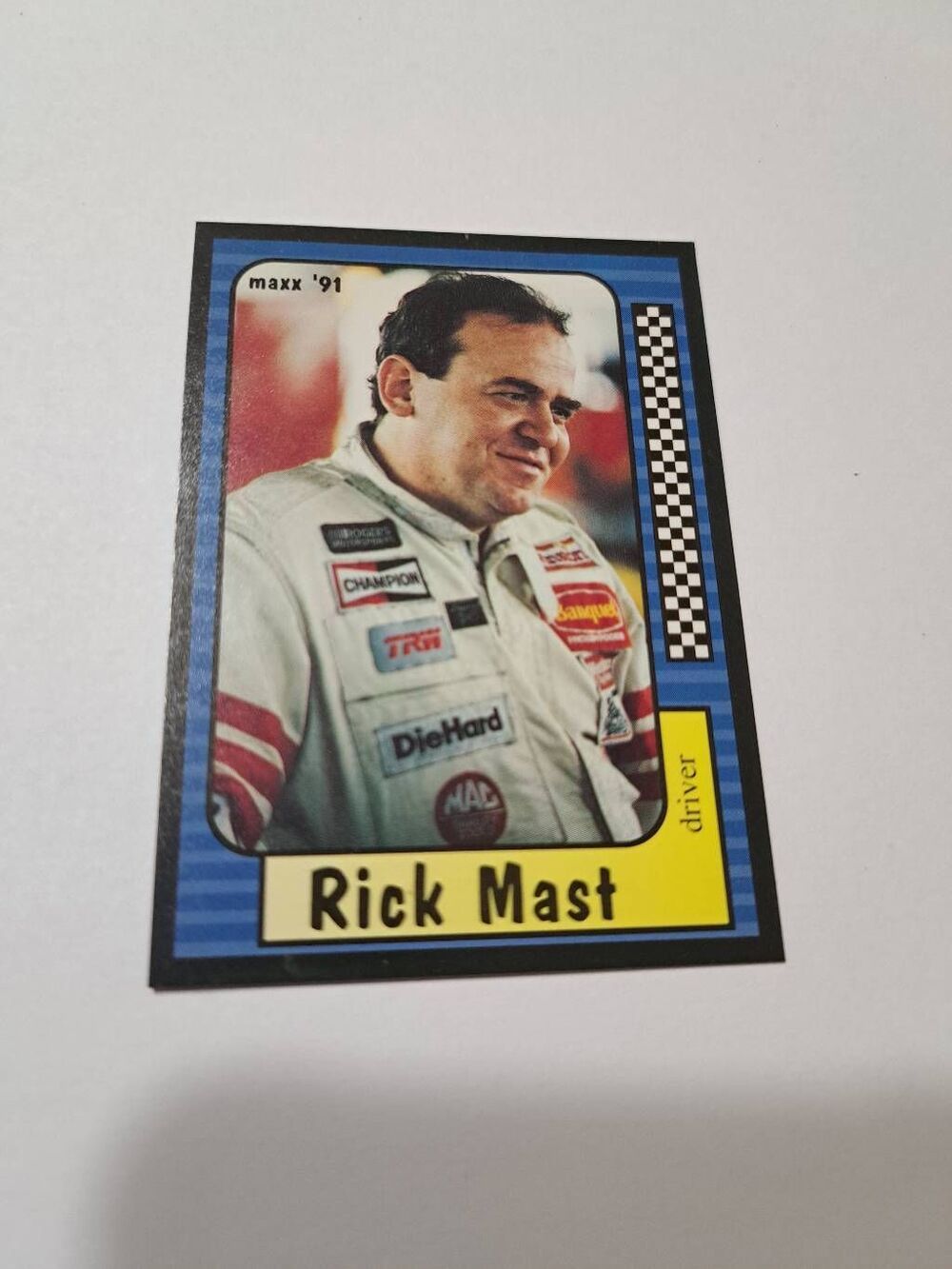 Vintage 1991 Maxx Rick Mast #1 Race Car Trading Card